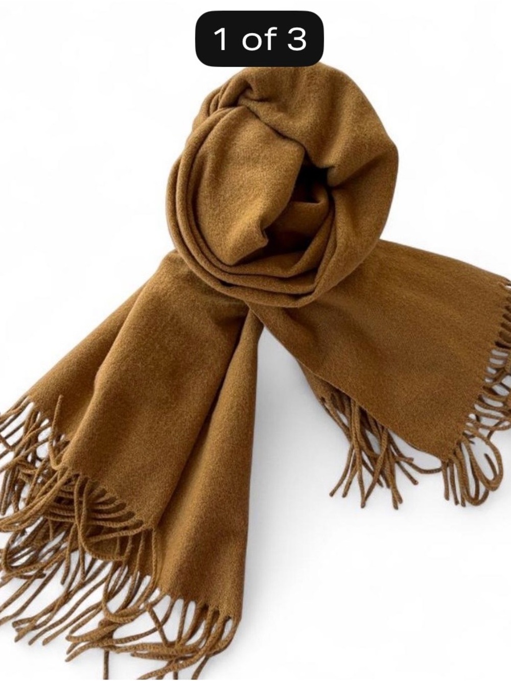 NEW very soft Brown Fringe Wool Scarf super soft